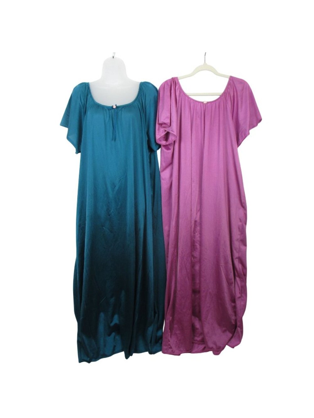 2 Only Necessities Green & Pink Nightgowns W/ Tiny rosebud tie Accent 2X Demure
